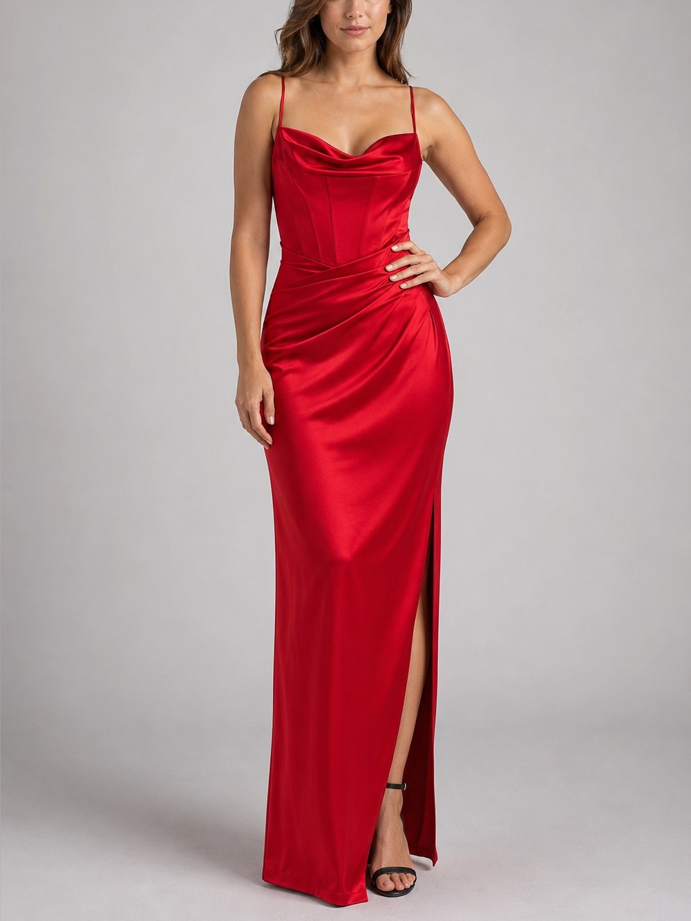 🆕🌹GB Red Corset Gown Size 15 Strap Slit Maxi Formal Evening Dress NWT Dillard’s